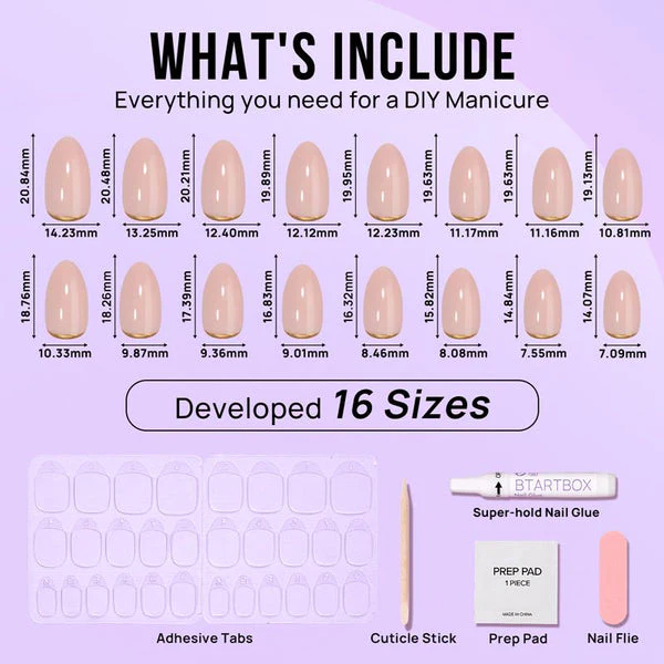 Gold en Almond Nagels Set - Press On Nails - 30 Stuks - Afbeelding 9