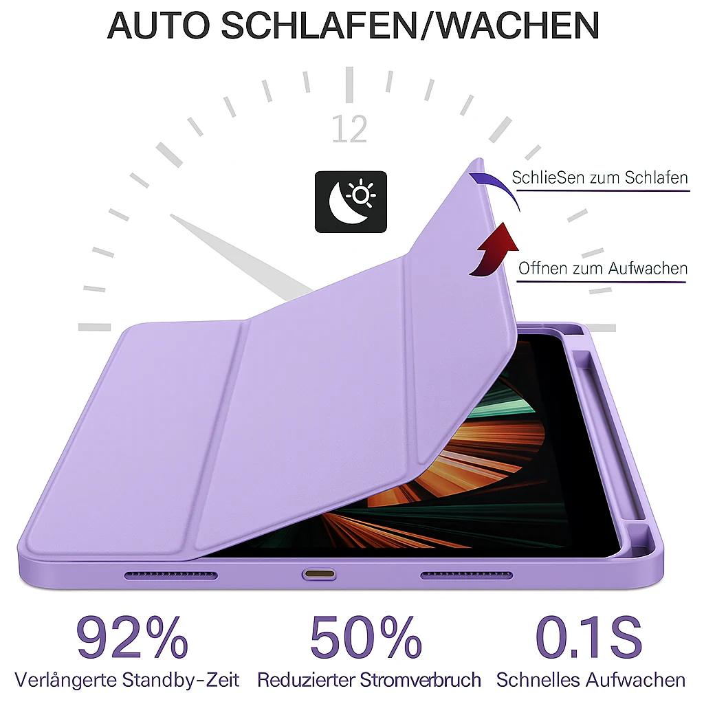 Tablet Hoes Geschikt voor Ipad Pro - 12.9 - Met Penhouder - Lila - Afbeelding 5