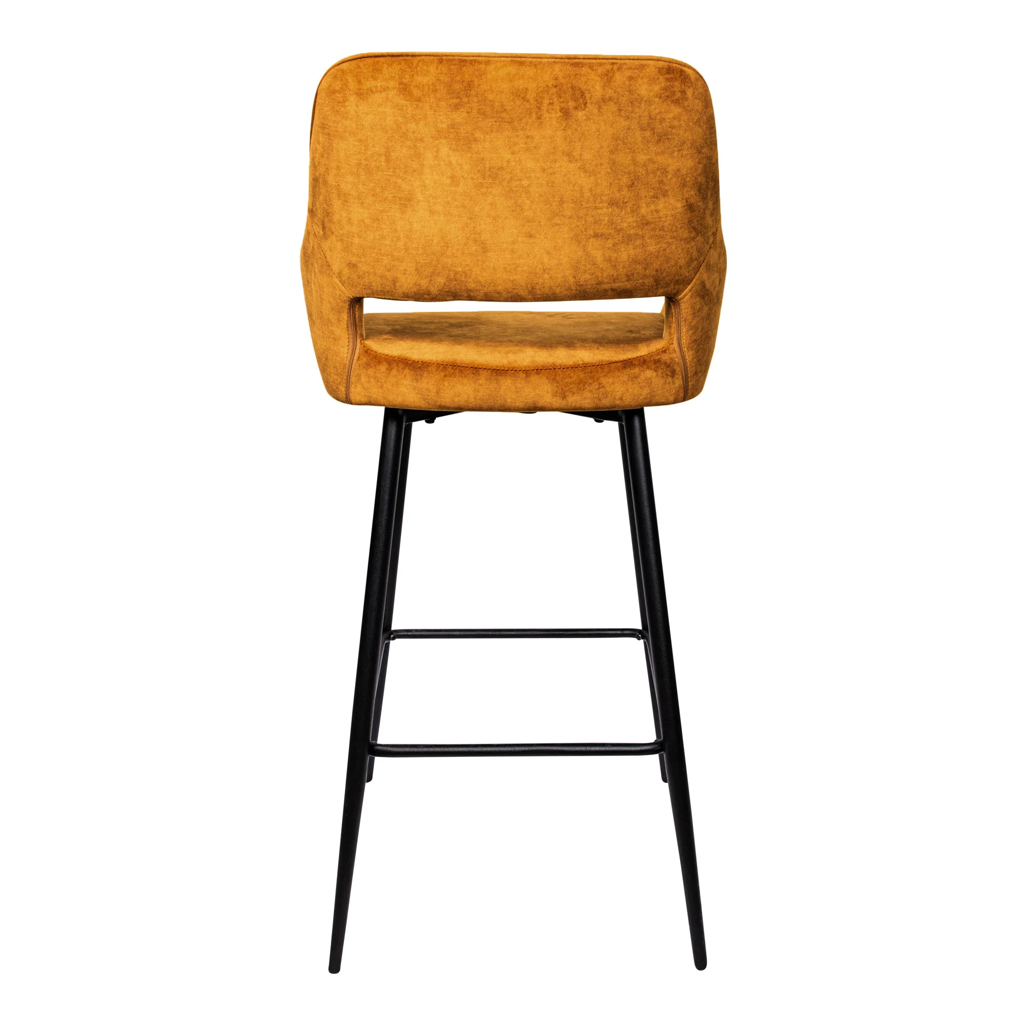 Fallon Velvet Rust Bar Stool Black Metal Leg KD (set of 2) - Afbeelding 5