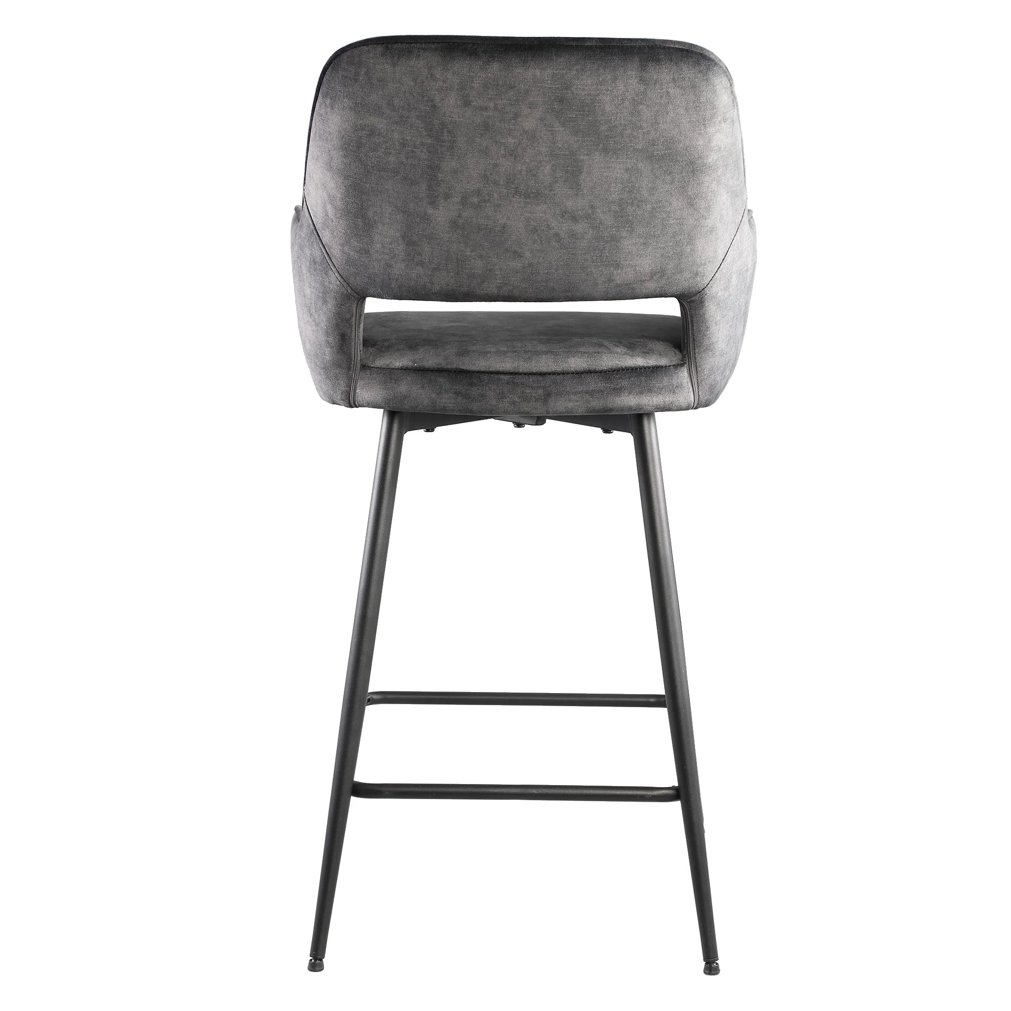 Fal LOW Velvet Anthracite Bar Stool Black Metal Le (set of 2) - Afbeelding 4