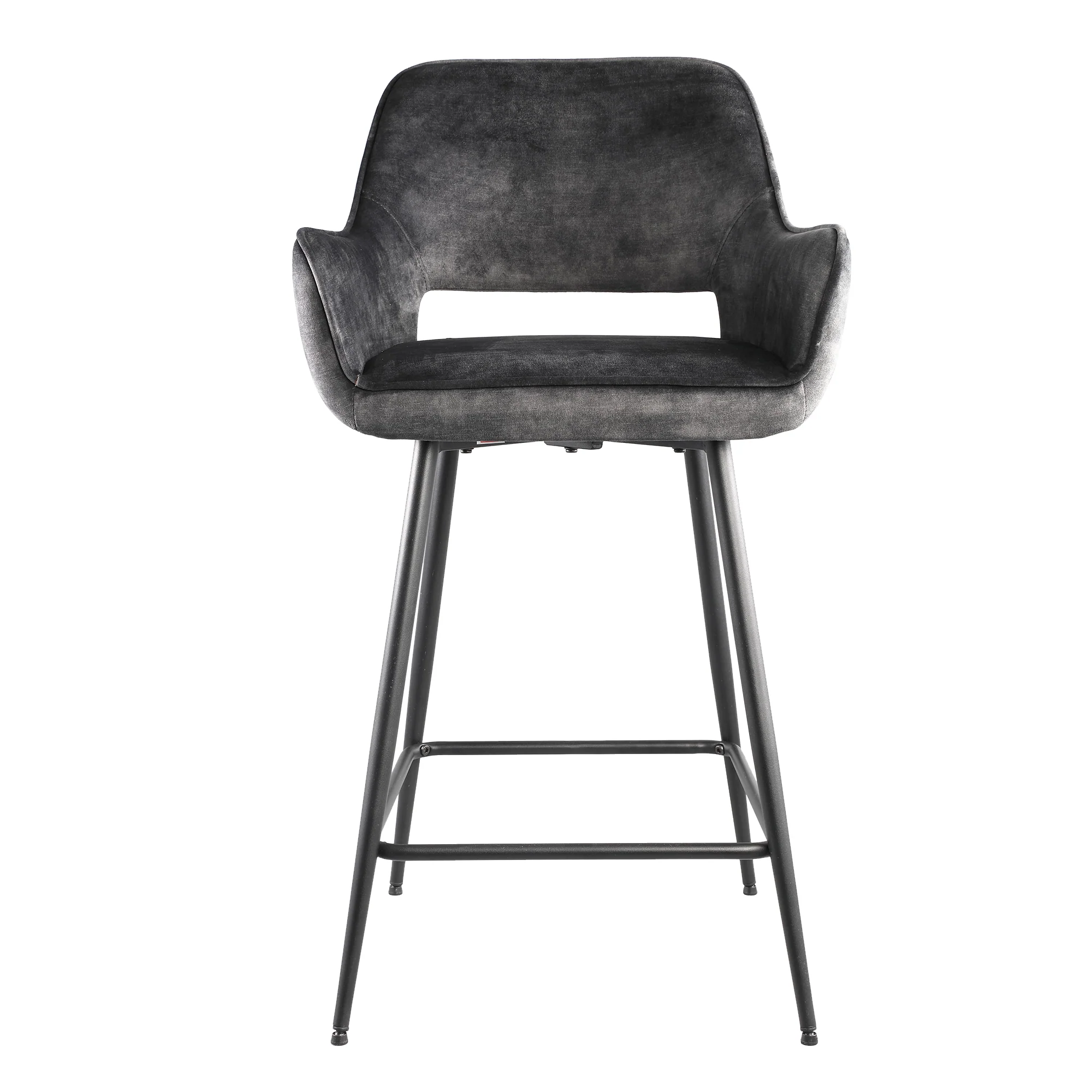 Fal LOW Velvet Anthracite Bar Stool Black Metal Le (set of 2) - Afbeelding 8