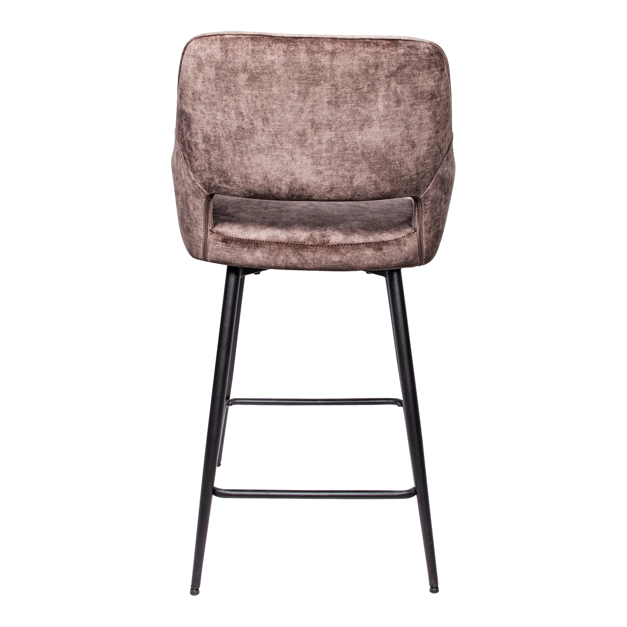 Fal LOW Velvet Brown Bar Stool Black Metal Leg (set of 2) - Afbeelding 3
