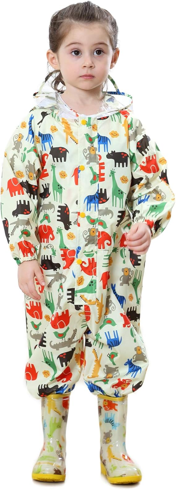 Kinderregenponcho met capuchon – Waterdicht - Dieren Thema - 1 tot 3 jaar - Afbeelding 2