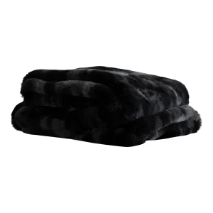 Linde Black Faux Fur Plaid In Giftbox 150 X 200