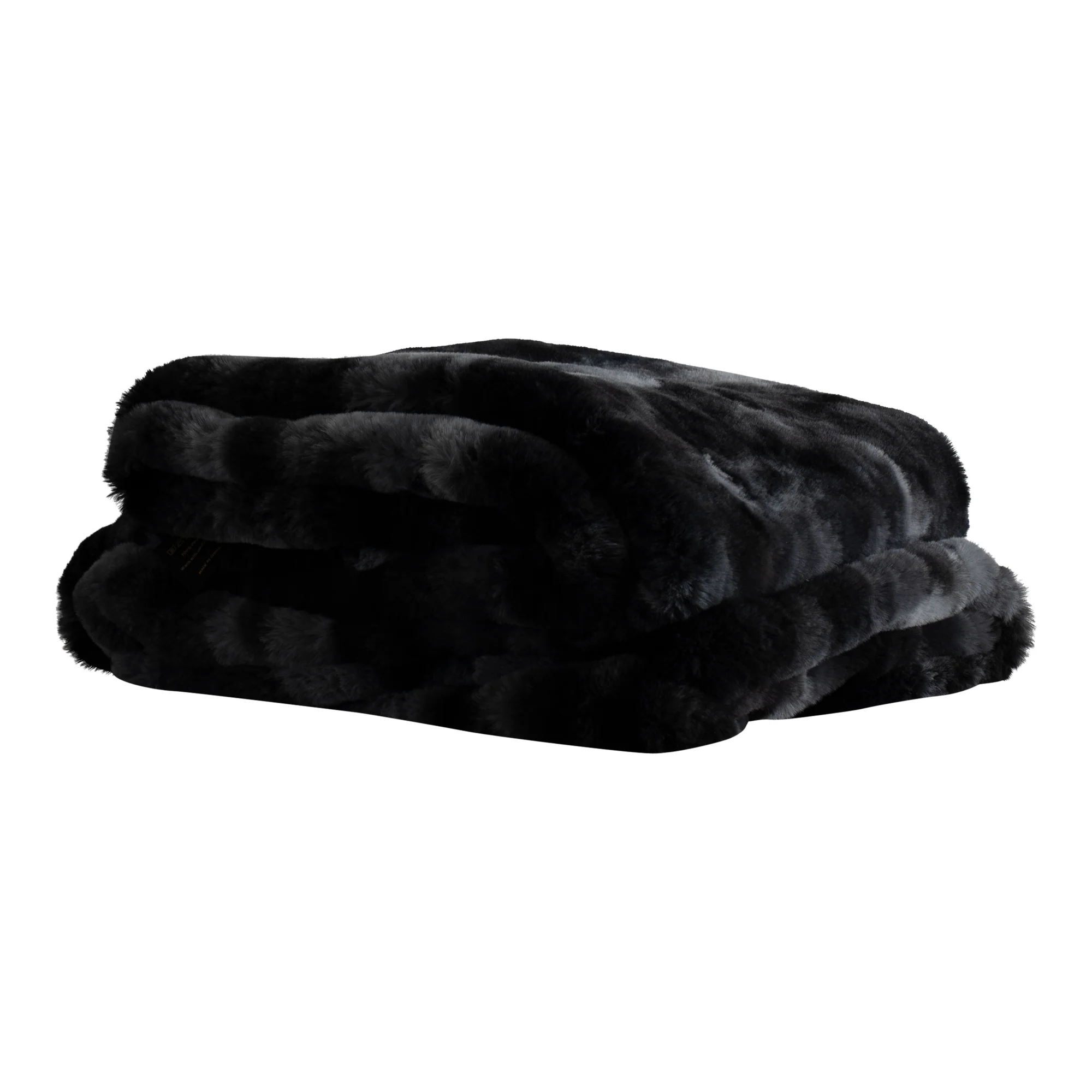 Linde Black Faux Fur Plaid In Giftbox 150 X 200