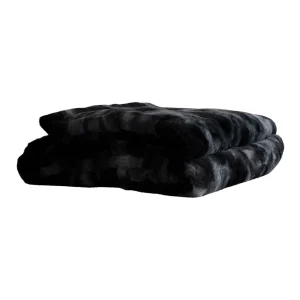Linde Black Faux Fur Bedspread In Giftbox 220x240