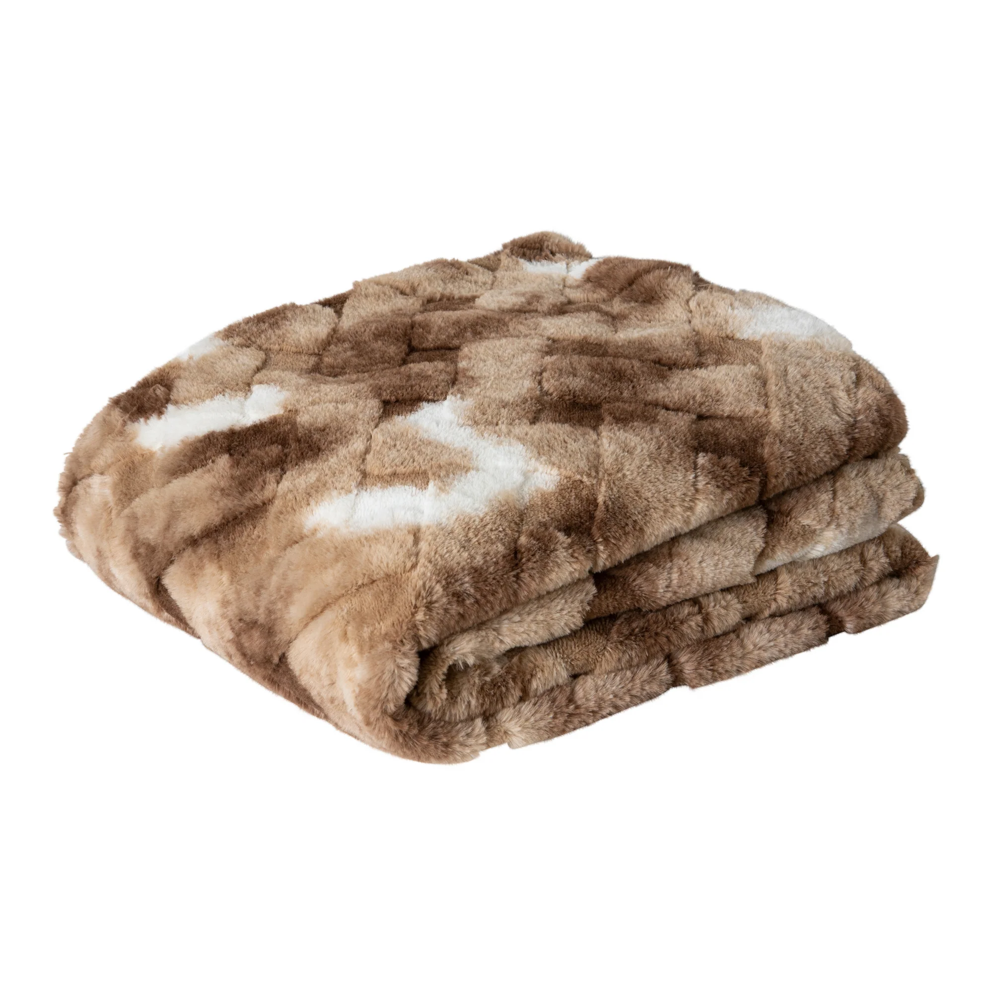 Geraldine Brown Artificial Fur Plaid Rectangle S - Afbeelding 2