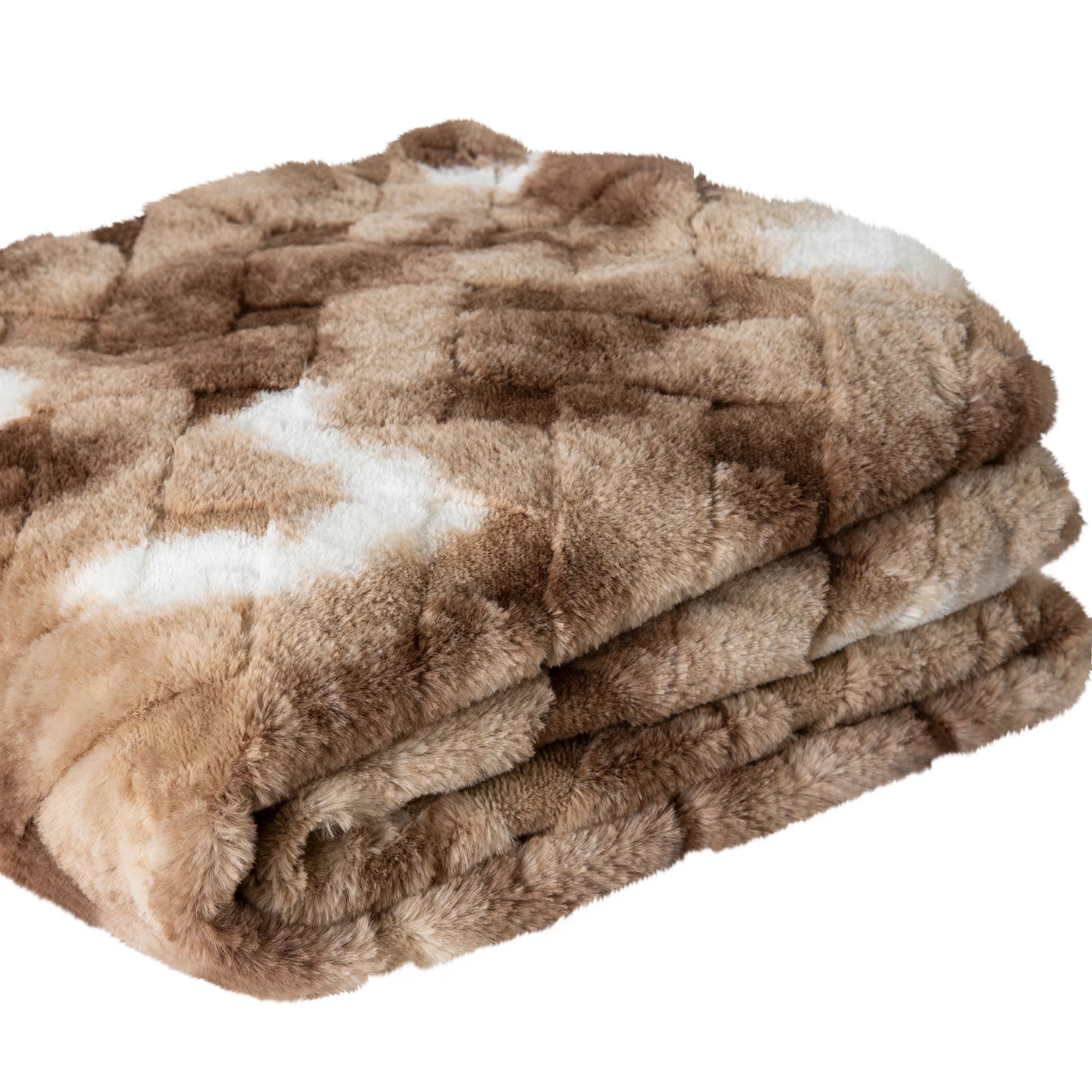 Geraldine Brown Artificial Fur Plaid Rectangle S - Afbeelding 4