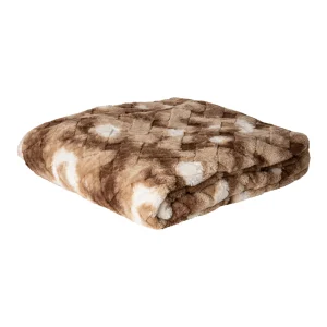Geraldine Brown Artificial Fur Plaid Rectangle L