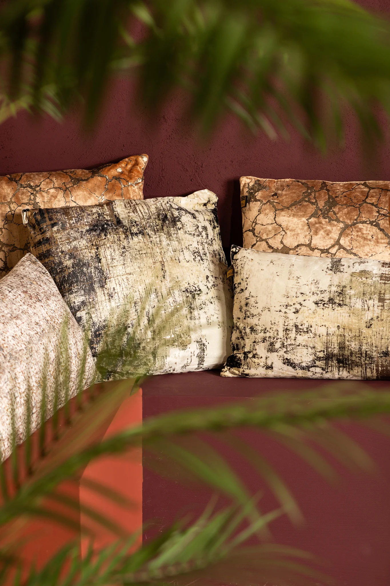 Curt Cream Velvet Square Cushion Square Print - Afbeelding 3