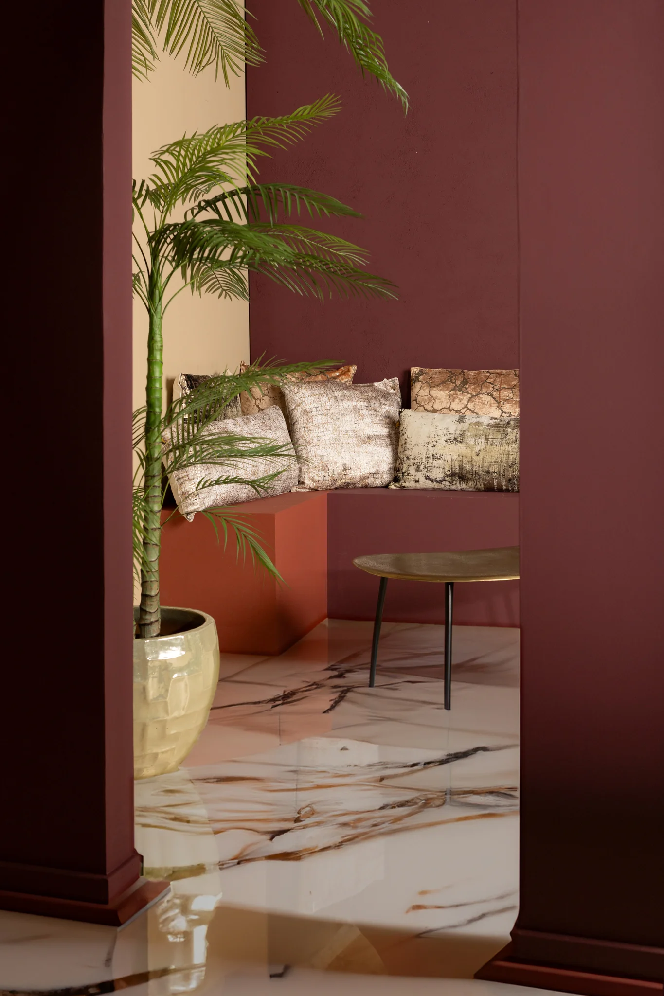 Curt Cream Velvet Square Cushion Square Print - Afbeelding 5