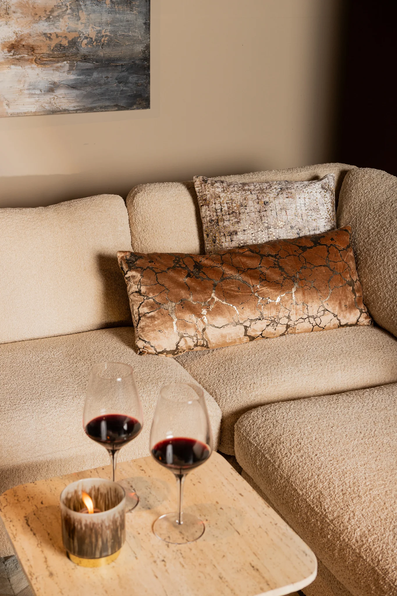 Curt Cream Velvet Square Cushion Square Print - Afbeelding 6