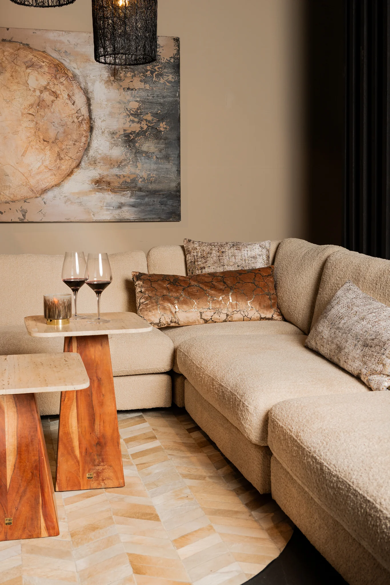 Curt Cream Velvet Square Cushion Square Print - Afbeelding 7