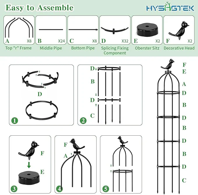 Klimplanten Obelisk Set van 2- Verstelbare hoogte tot 145 cm - Plant Ondersteuning - Inclusief Plant Clips - Afbeelding 5