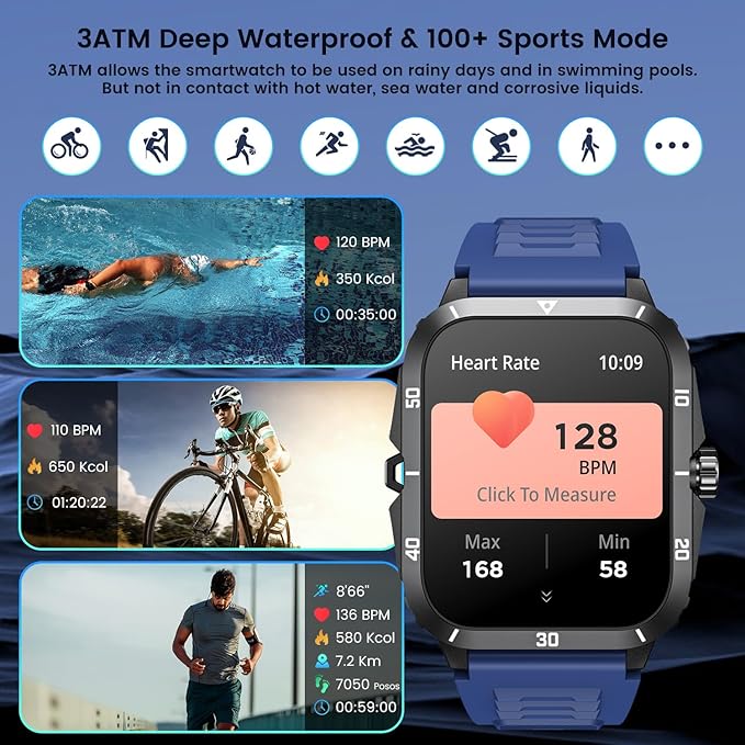 Smartwatch - Bluetooth Bellen - 100+ Sportmodi - Waterdicht - Afbeelding 6