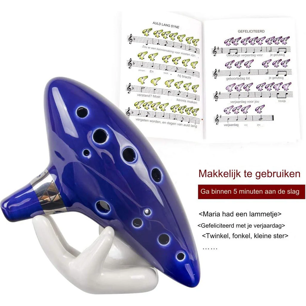 Ocarina - 12-gaats - Alto C - met liedboek - standaard en nekkoord - Afbeelding 3