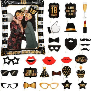 18e Verjaardag Fotoaccessoires Set - 35 Stukken, Diverse Patronen en Stijlen