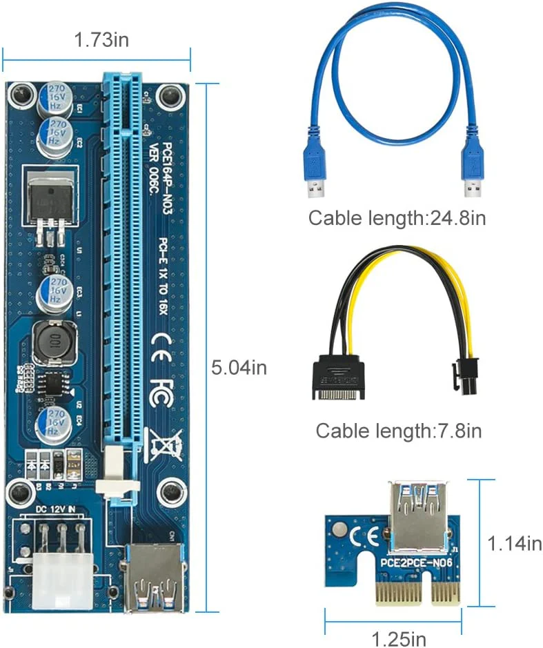 PCI-E PCI Express Riser - 6-pins aangedreven - VER 006C - Afbeelding 4