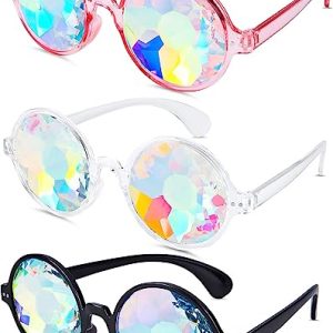 3 Pairs Kaleidoscope Rave Bril Festivals Goggle Rainbow Sunglass Caleidoscope Sunglass Prism Breking Bril
