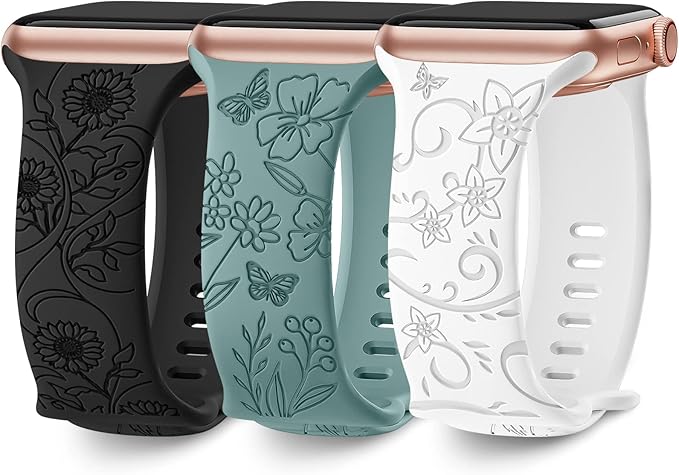 3x Armband geschikt voor Apple Watch – Bloemen Motief - Dames - Afbeelding 2