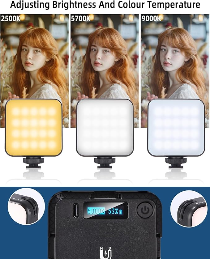 LED Video Lamp - Multi Color RGB - 2000 mAh batterij - Inclusief Mini Statief - Afbeelding 9