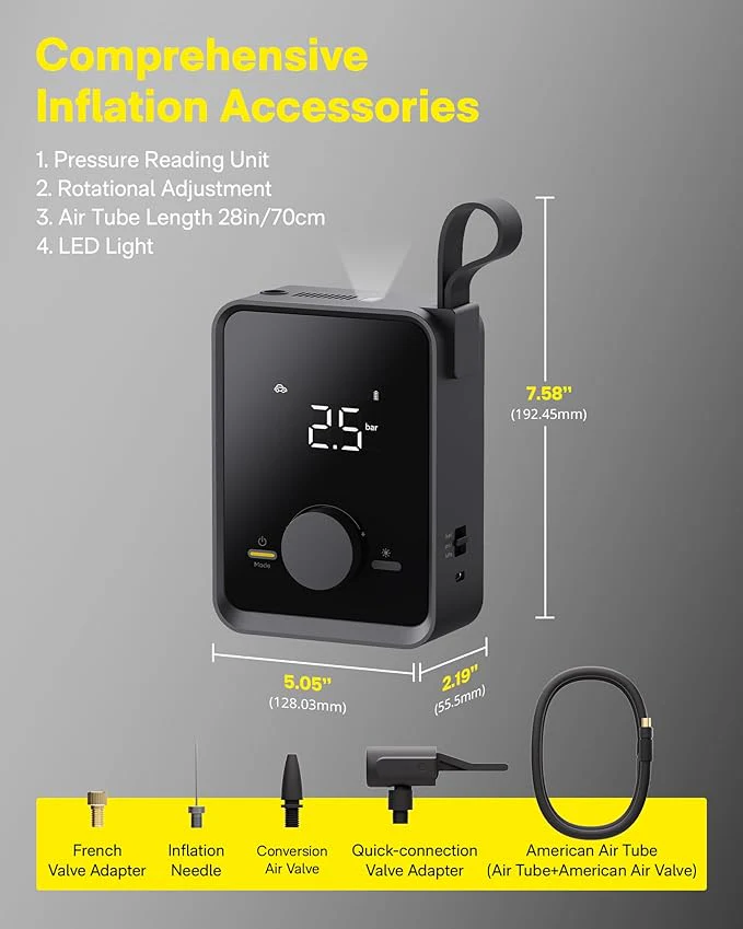 Draadloze Banden Lucht Compressor voor Auto, Motor, Fiets en Meer - 120 PSI Digitale Meter - Afbeelding 6