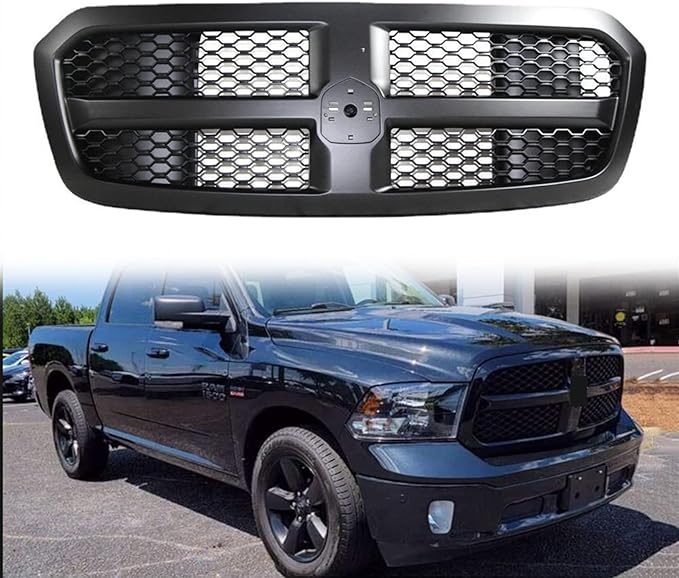 Grill Geschikt voor Dodge RAM 1500 2014-2017 - Glanzend Zwart, ABS