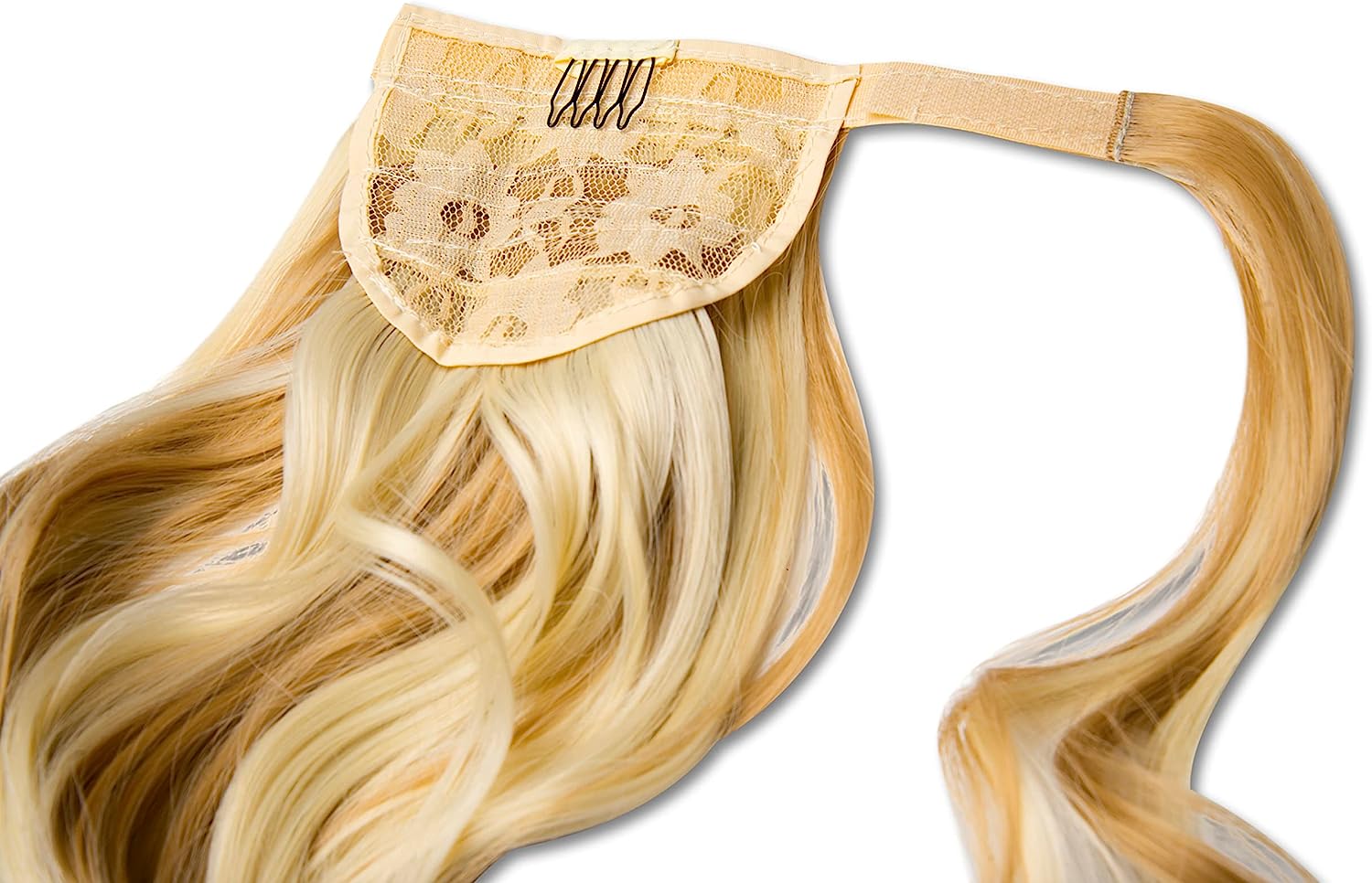 Clip & Go Paardenstaart - Krullende haarverlenging 60cm Lichtgouden vanilleblond #F27/613 - Afbeelding 3
