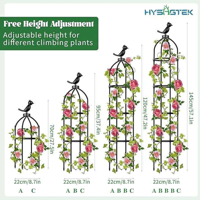 Klimplanten Obelisk Set van 2- Verstelbare hoogte tot 145 cm - Plant Ondersteuning - Inclusief Plant Clips - Afbeelding 7
