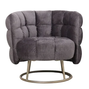Fluffy Grey Fauteuil Vogue 16 Graphite Gold Base