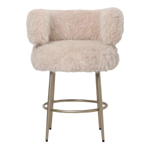 Barkruk Hair champagne hair stof metaal hout