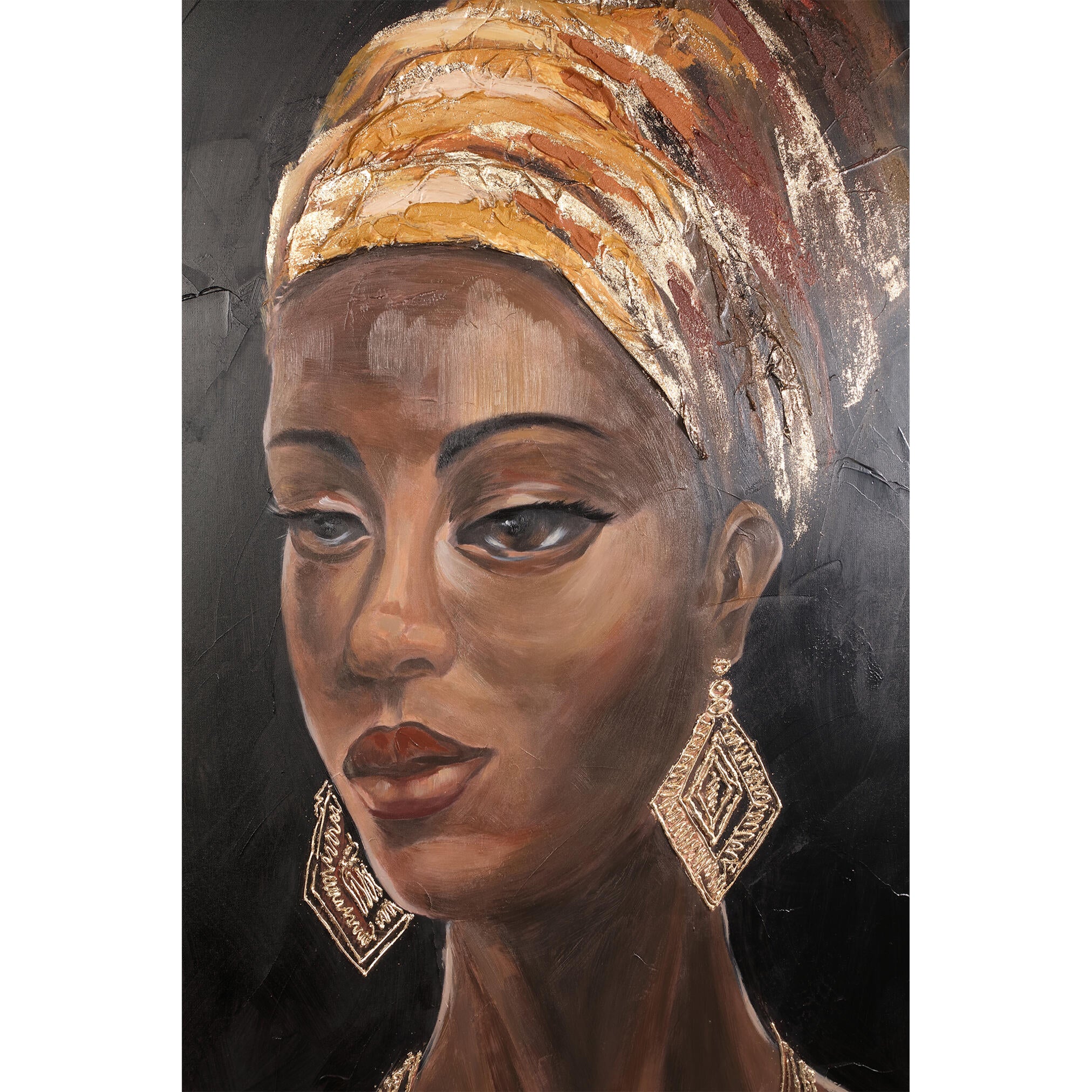 Canvas wandpaneel Jeorgia zwart vrouw goud glanzend - Afbeelding 3