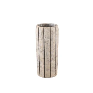 Imani Taupe Cement Pot High With Stripes S PTMD