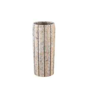 Imani Taupe Cement Pot High With Stripes M PTMD