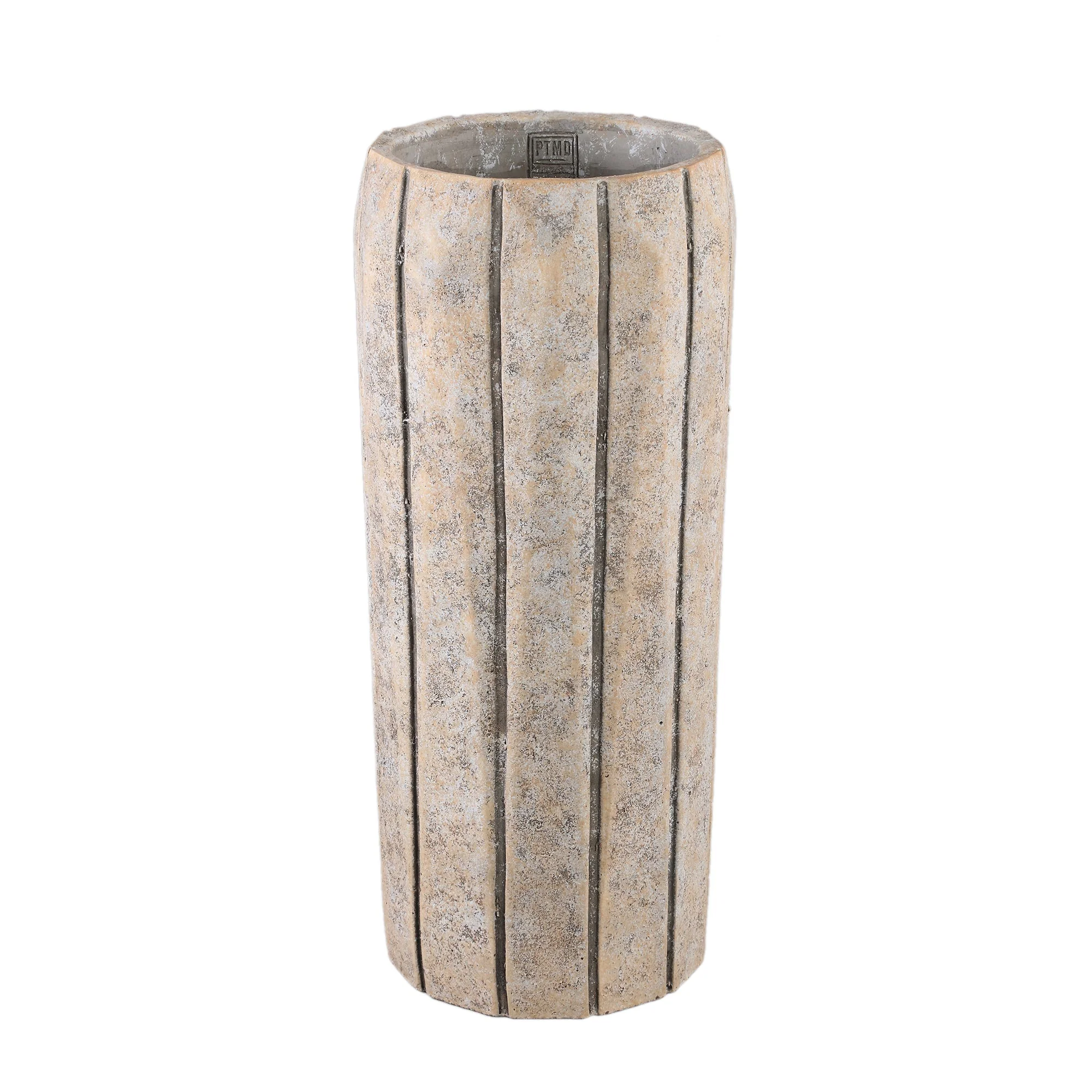 Imani Taupe Cement Pot High With Stripes L PTMD
