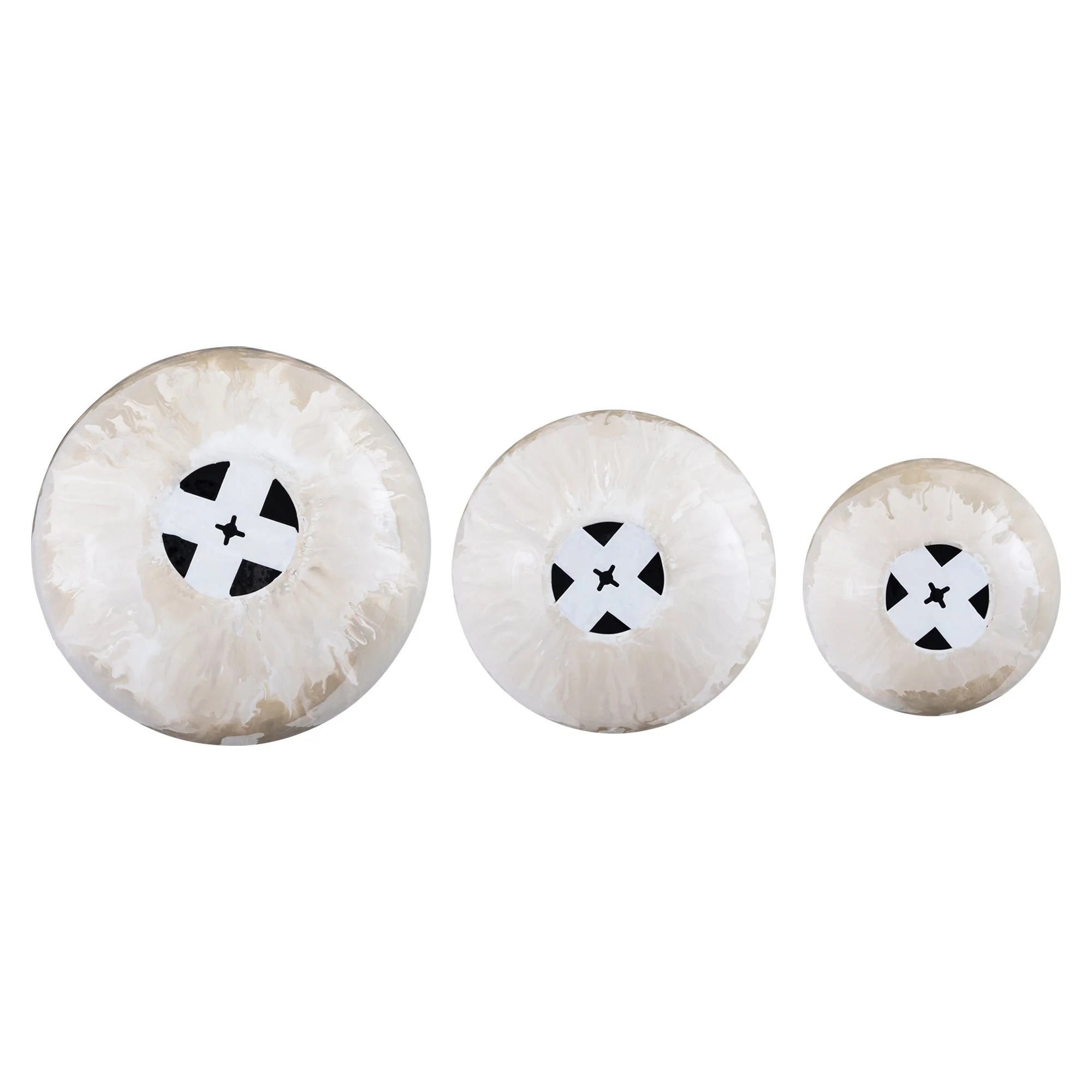 Sufyan Cream Enamel Round Iron Wall Ball Set van 3 PTMD - Afbeelding 4