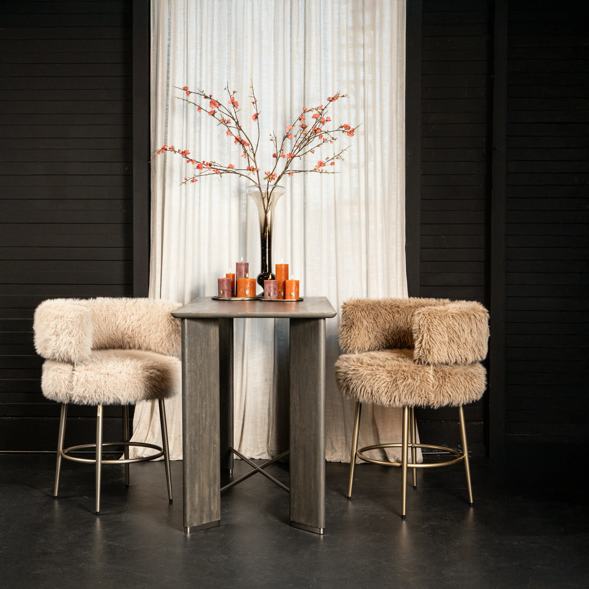 Barkruk Hair bruin hair stof metaal hout - Afbeelding 3