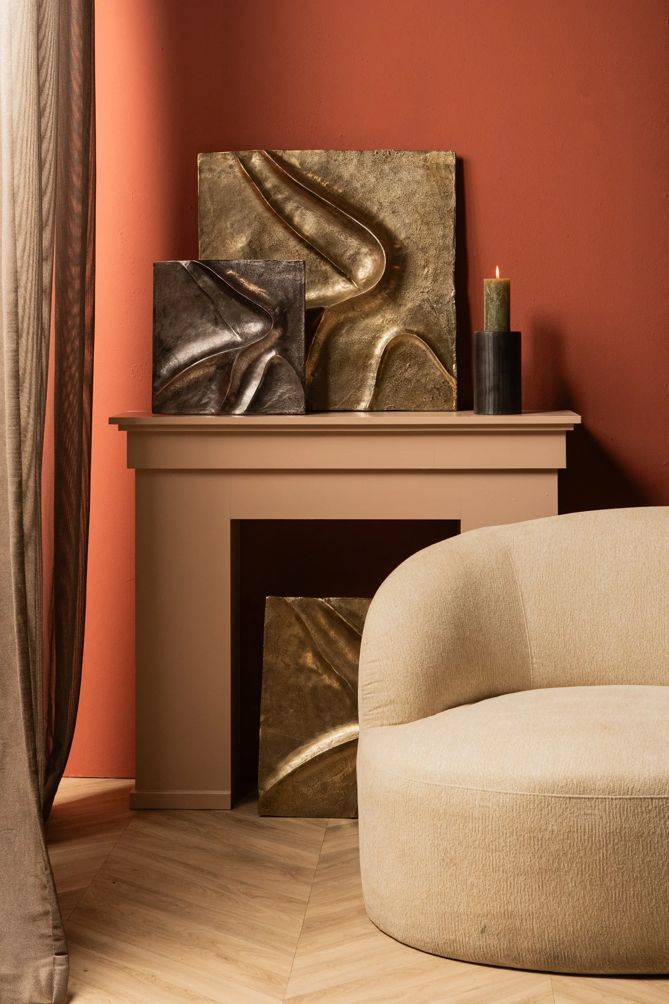 Gihan Gold Casted Alu Wall Panel Wave Lines L - Afbeelding 5