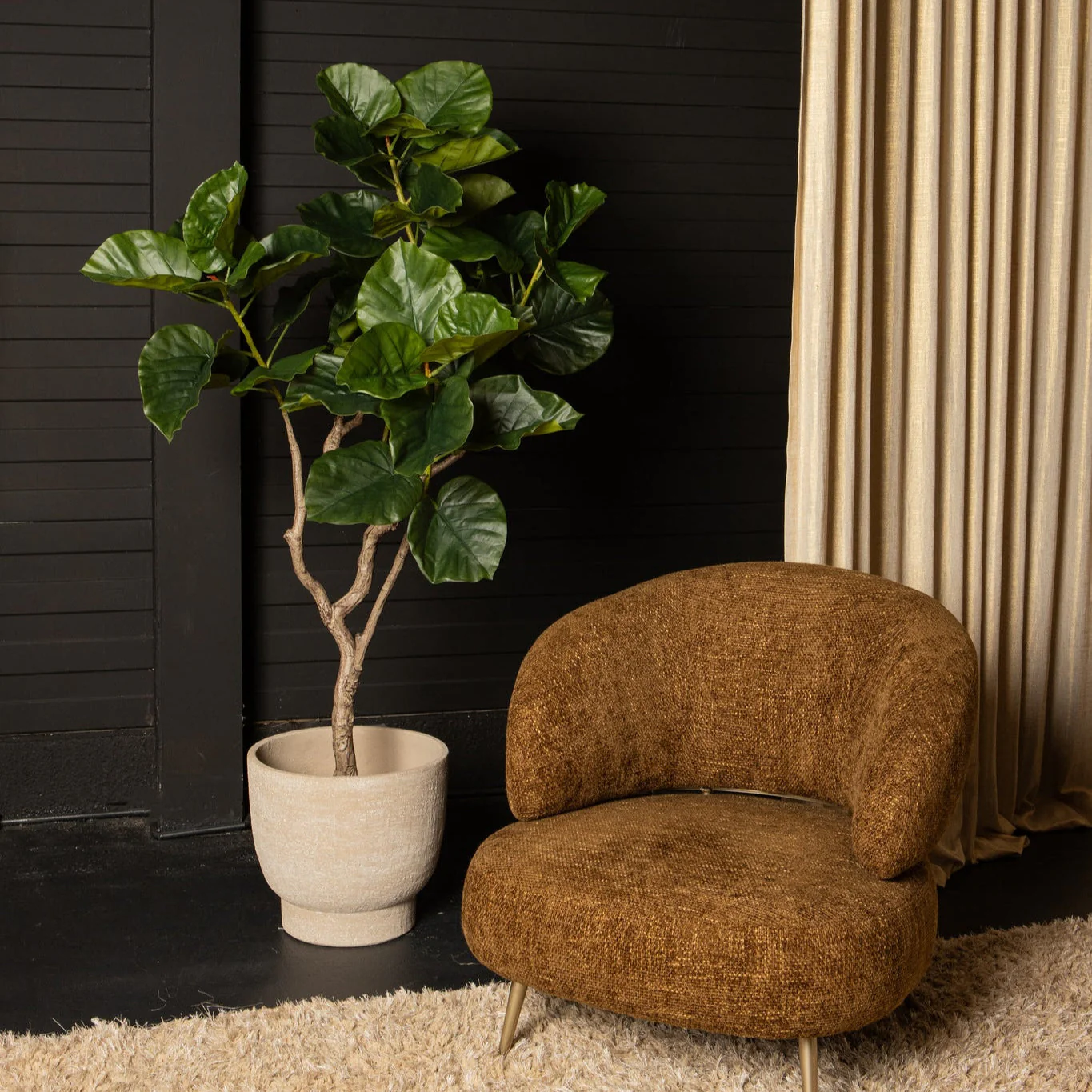 Tree Green Ficus Tree In Pot S 94x75x122cm PTMD - Afbeelding 5