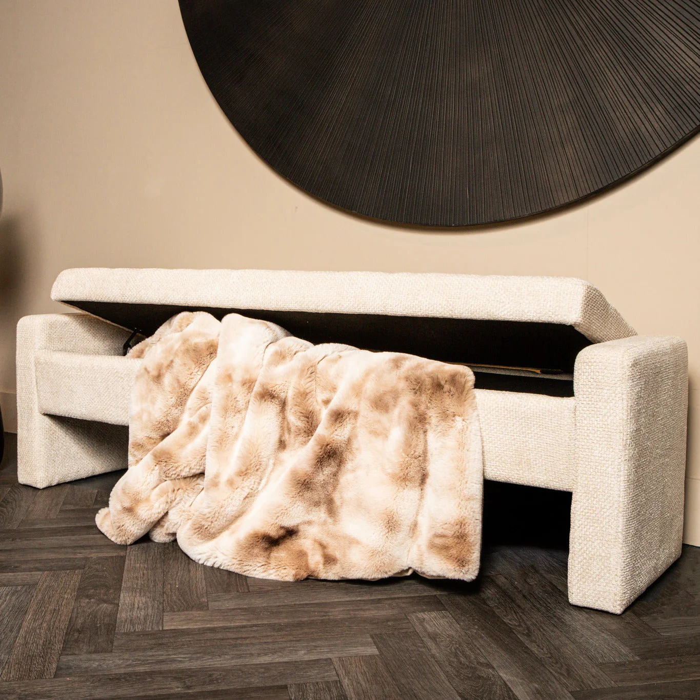 Sidney Opbergbank 160 cm – Bank met Opbergruimte (Cream & Stone) - Afbeelding 9