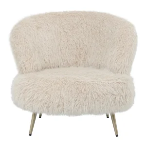 Fauteuil Franklyn Beige hair stof metaal hout