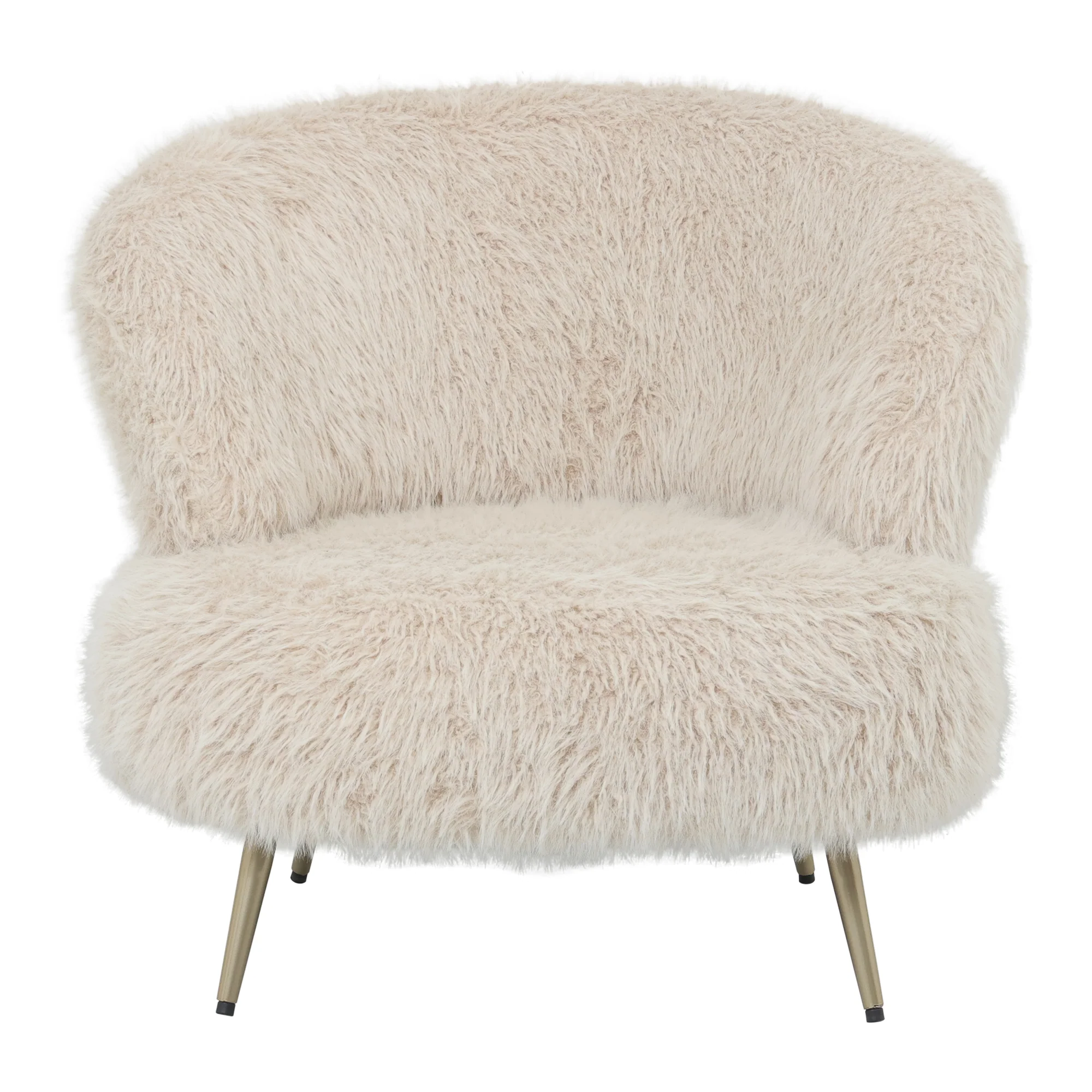 Fauteuil Franklyn Beige hair stof metaal hout - Afbeelding 2