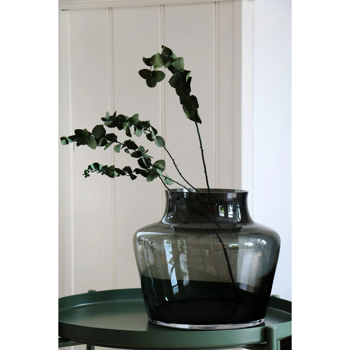 Coral Grey vaas – Mondgeblazen grijze glazen design Ø22,5xH22 cm - Afbeelding 3