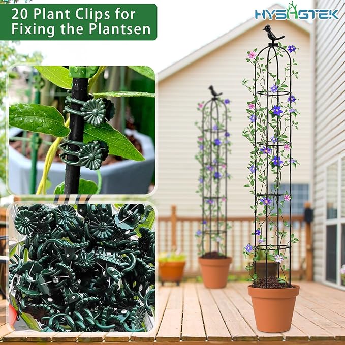 Klimplanten Obelisk Set van 2- Verstelbare hoogte tot 145 cm - Plant Ondersteuning - Inclusief Plant Clips - Afbeelding 4