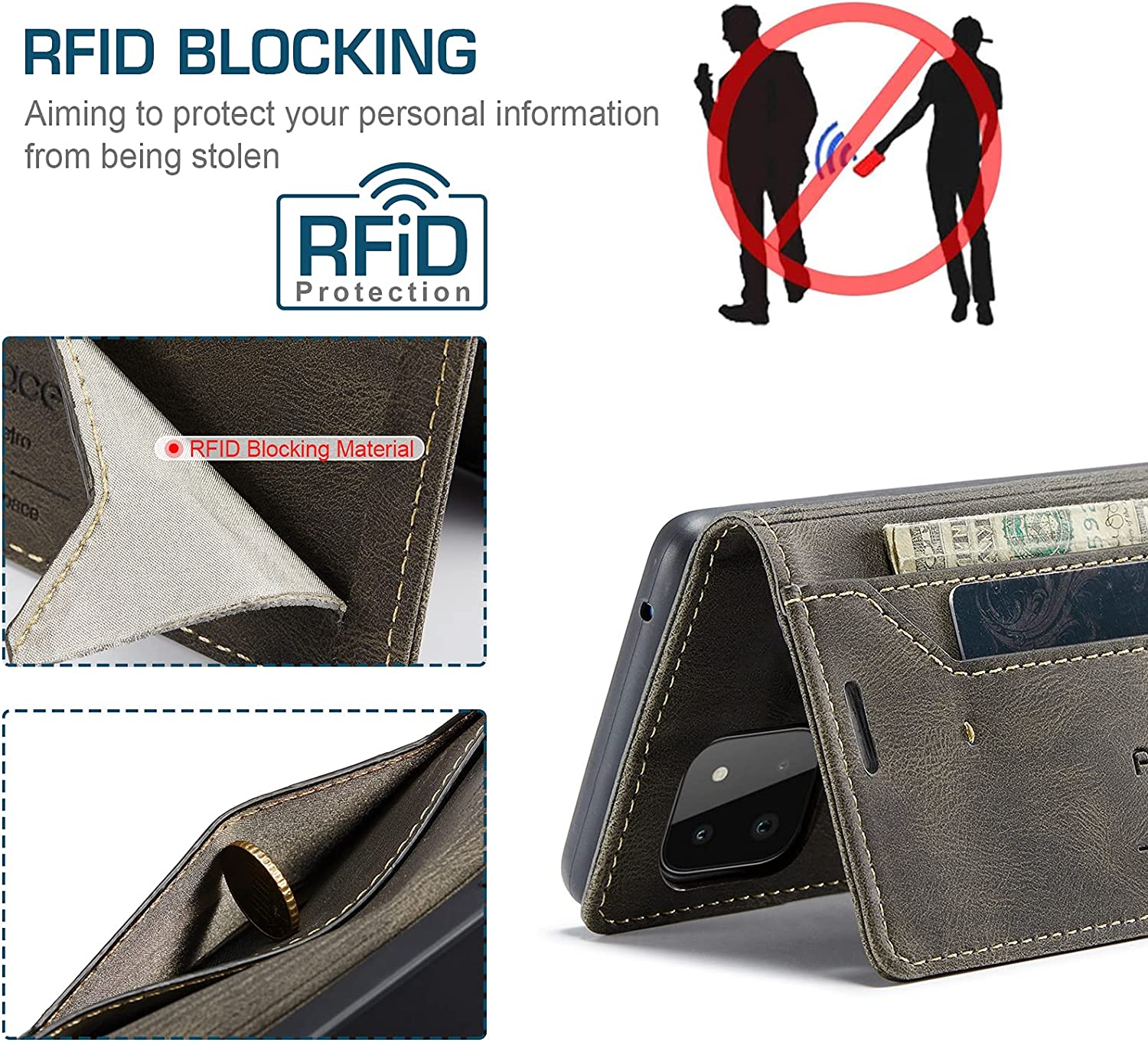 Luxe PU-Leren Telefoonhoes geschikt voor Samsung Galaxy A22 5G/F42 5G - Elegant en Praktisch - Afbeelding 6