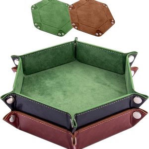 Dobbelstenenbakjes Set – 2 stuks - Opvouwbaar leer en fluweel