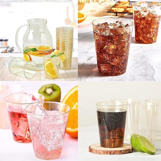 Herbruikbare hard plastic feestglazen – 50 stuks, 300 ml goud design - Afbeelding 8