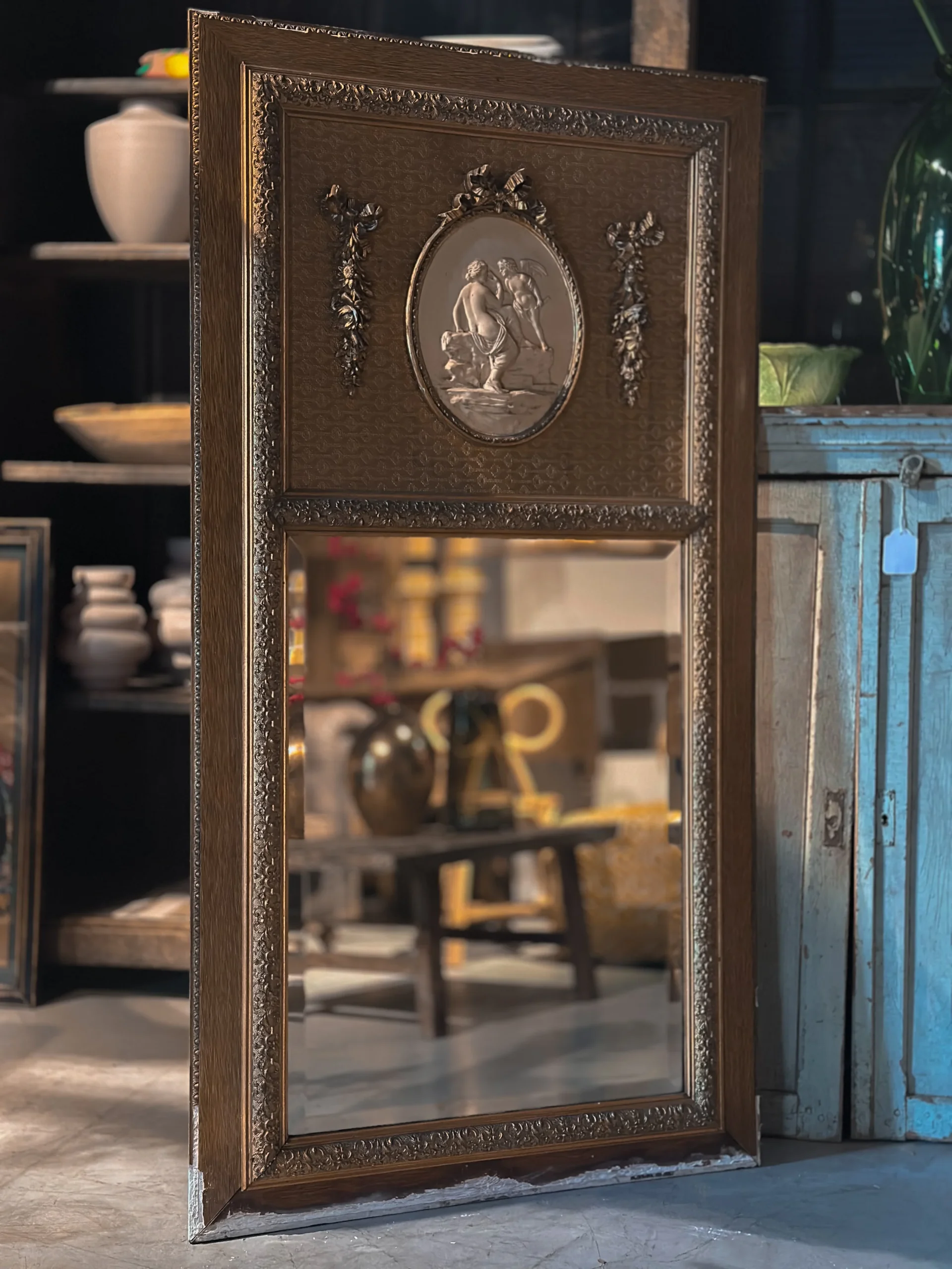 Oude antieke Franse spiegel - Afbeelding 2