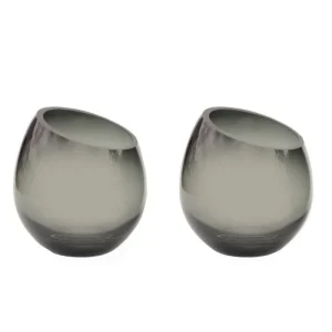 Moho Grey waxinelichthouders – Set van 2 glazen sfeerlichthouders