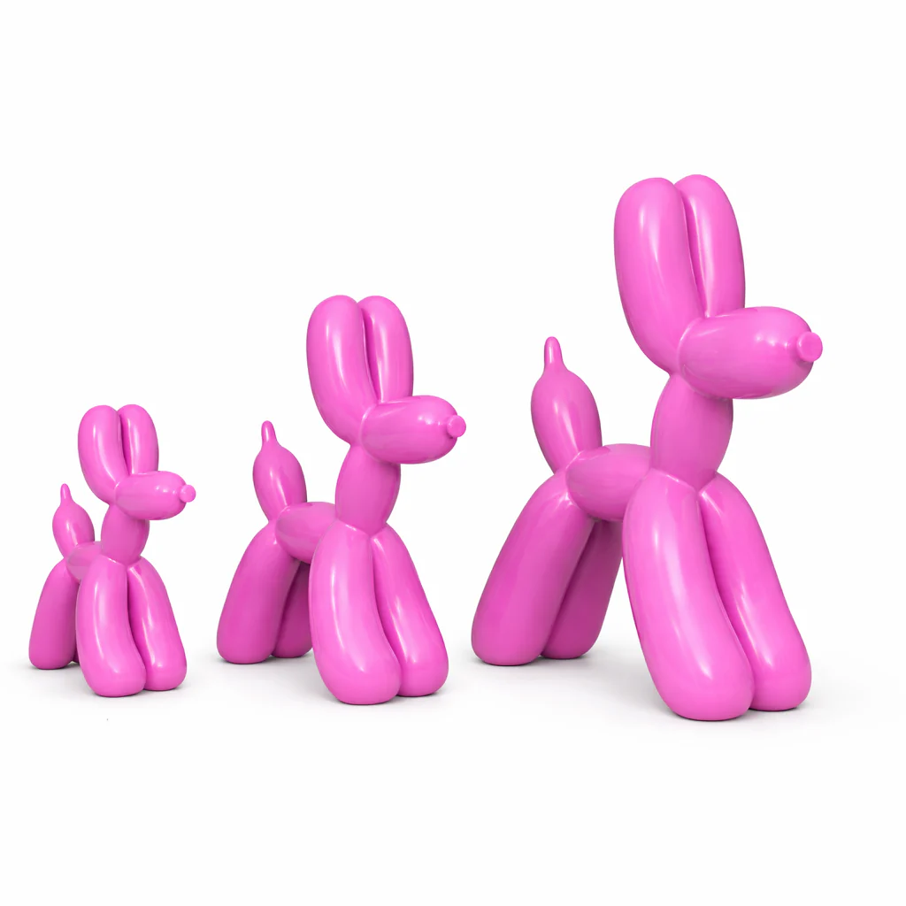 Balloon Hond Set van 3 – Fuchsia Hoogglans | Luxe Decoratie - Afbeelding 3
